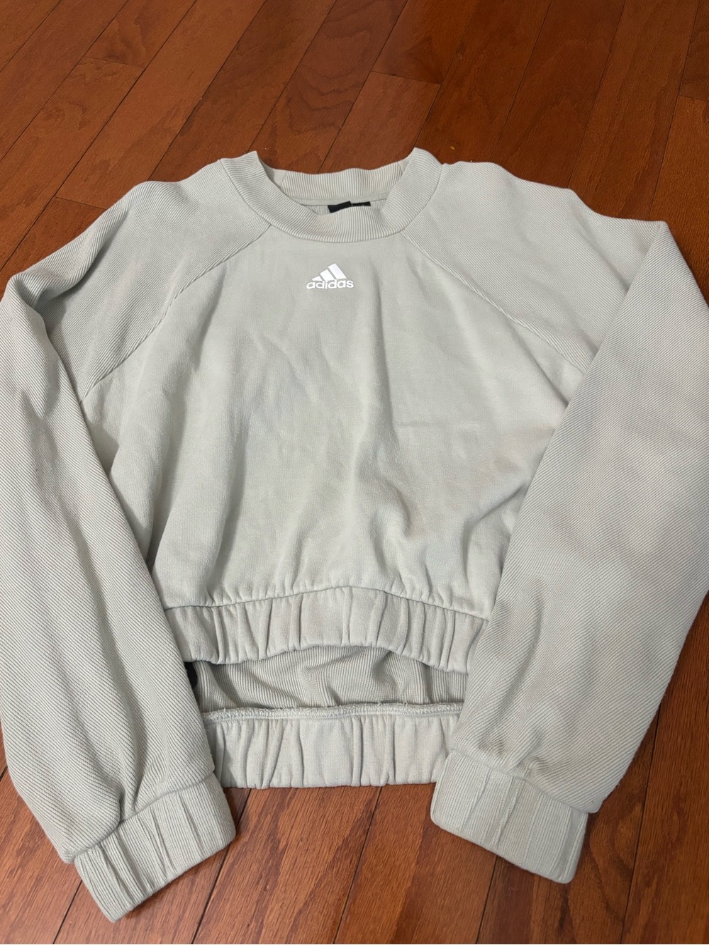 adidas light teal Gray Cropped Crewneck Sweatshirt - Picture 2 of 6